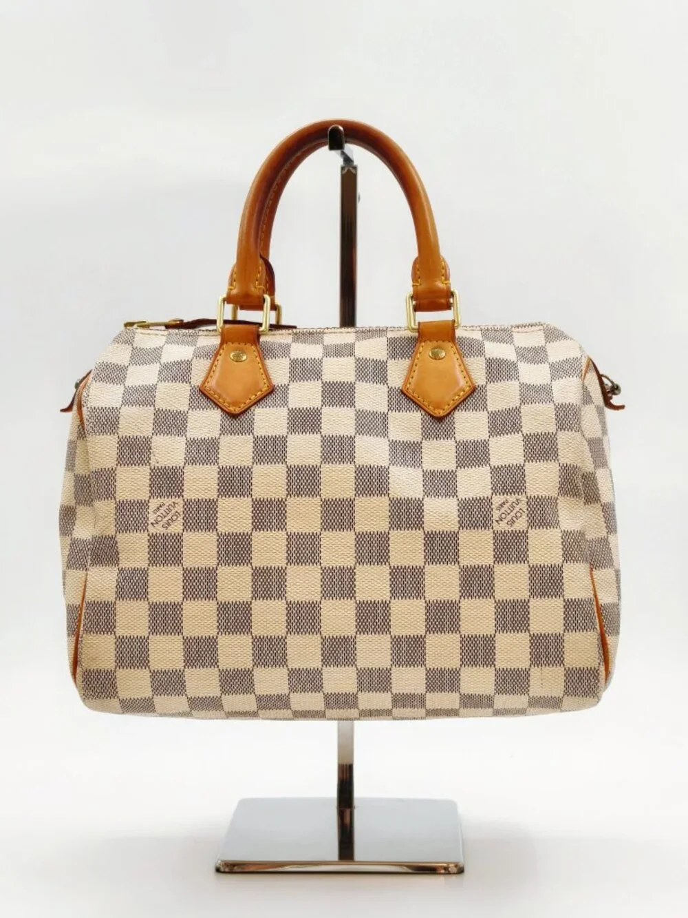 Louis Vuitton Damier Azur Speedy Bandoulière 30 White Checkered Satchel Bag - Picture 2 of 11